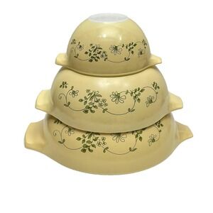 Vintage Pyrex Set of 3 Shenandoah Cinderella Nesting Mixing Bowls 441 443 444